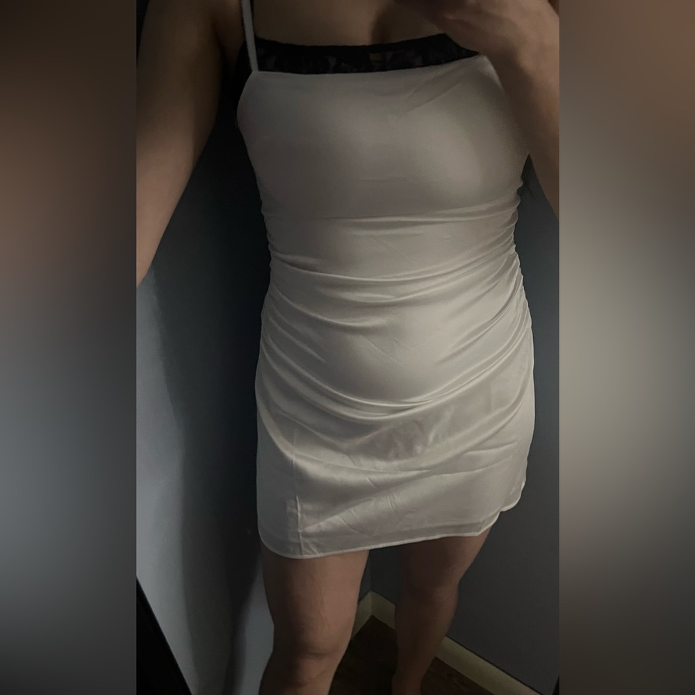 Avyanna White Satin Mini Dress